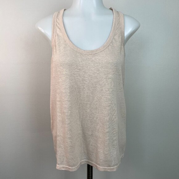 Express Tops - Express Tank Top XS Blush Pink Mixed-Media Linen Shiny Racerback Women's